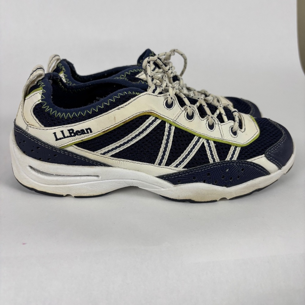 L.L.Bean shoes, Navy blue and white, Walk/Run/Gym, Leather, Athletic, Size 6.5 W